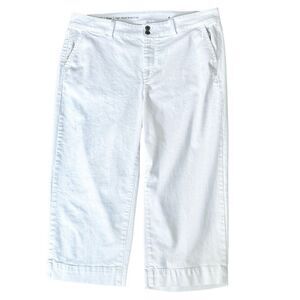 Talbots Petites Flawless White High-Waist Wide Leg Crop Pants. Pockets. 16P.